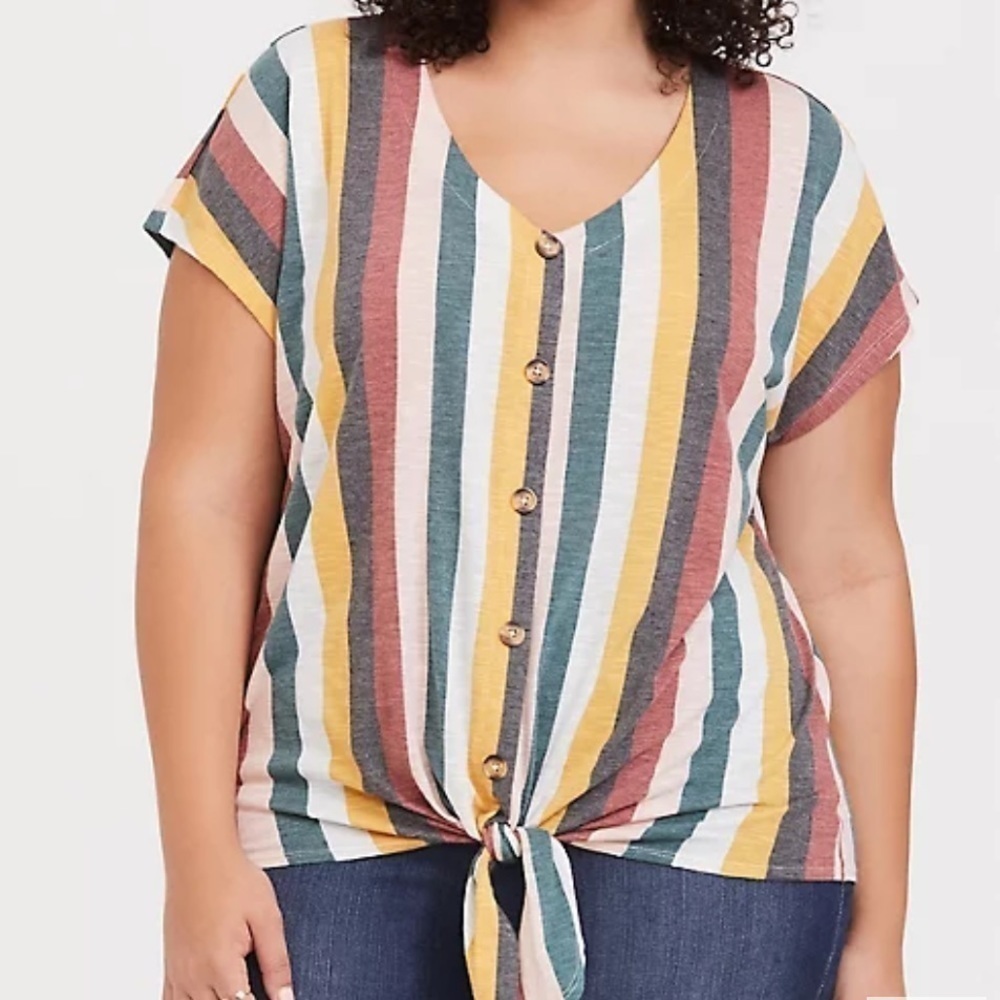 TORRID sz 4 Button Down Tie Front Midi Tee - Picture 2 of 11